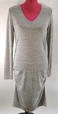 Gap Maternity Womens Long Sleeve Dress Ruched Detailed V-neck Light Gray Size M